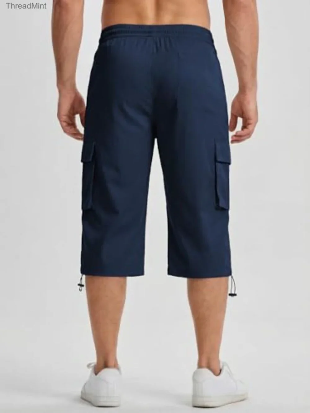 Men's 3/4 Length Cargo Shorts with Zipper Pockets